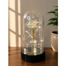 Peri LED Işıklı Cam Fanusta Sonsuluk Gülü