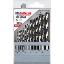 Bay-Tec HSS Matkap Ucu Seti 13 Parça Gri Renkli Yüksek Dayanıklılık ve Profesyonel Kullanım İçin