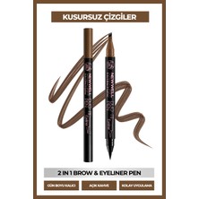 New Well Duo Pen 2-In-1 Brow & Eyeliner Light Brown 03 2 ml