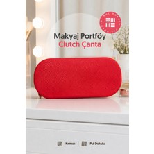 Lizy's Kadın Pul Dokulu Aroma Kokulu Makyaj Çantası Portföy Clutch Çanta – 20X10 cm