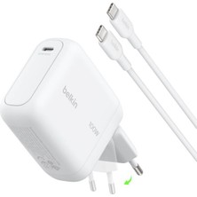 Belkin WCH025KQ1.5WHB6 Boostcharge 100W Gan Usb-C Hızlı Şarj Adaptörü + 1.5 Metre Usb-C Kablo - Beyaz