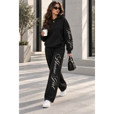 Macklin Unisex Kadın Erkek Martini Girl Kol Paça Baskılı Oversize 3 Iplik Kapüşonlu Sweatshirt ve Baggy Eşofman Altı