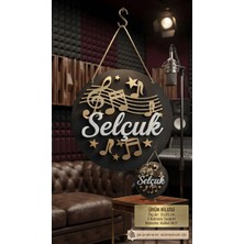 Pongee Müzik  Temalı Isme Özel Ahşap Duvar ve  Kapı Süsü - Lazer Kesim 3D Katmanlı  Oda Levhası & Doğum Hediyesi 35X35 cm