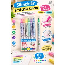 6'lı Silinebilir Fosforlu Kalem Seti - Çift Uçlu (2'si 1 Arada) Renkli Işaretleme Kalemi