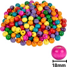 Meschain Meschaın Ahşap Boncuk Renkli Askılı 18MM Yuvarlak B0050