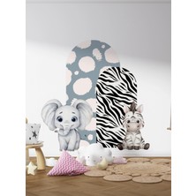 S Digital Bebek/çocuk Odası Safari Duvar Sticker - Sevimli Hayvan Duvar Süsü - Dekoratif Duvar Sticker - 2 Ölçü Seçeneği
