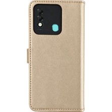 Aslanoğlu Store Mey Ithalat® Tecno Spark 8t Trend S Plus Kapaklı Telefon Kılıf - Gold