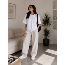 West Club Pamuklu Kadın Siyah Oversize Basic Tişört Bisiklet Yaka
