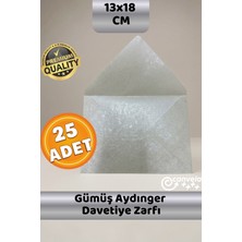 İstisna Premium Gümüş Aydınger Zarf 13X18 cm Şeffaf Zarf Transparan Zarf Düğün Davetiye Zarfı