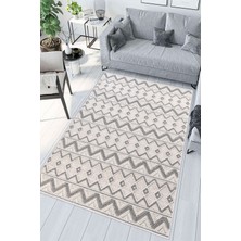 Pelura Halı Modern Zigzag Desen Baskılı Kaymaz Yıkanabilir Salon Oturma Odası Mutfak Balkon Halısı Yolluk