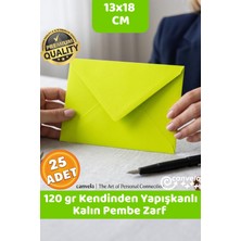 İstisna 120 Gr. Kalın Premium Yapışkanlı Fıstık Yeşili Zarf 13X18 cm Mektup Kartpostal Davetiye Zarfı