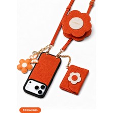 COGURE Hera iPhone 18 Pro Max / 17 Pro Max Uyumlu Çiçek & Magsafe Cüzdan, Kılıf, Askı, Charm 5'li Set