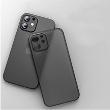 iPhone 12 Uyumlu Siyah 0,2 mm Pp Buzlu Ultra Ince Sert Silikon Kılıf, Kamera Korumalı