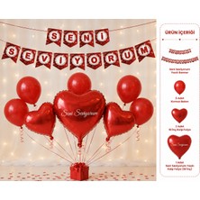 Çavuş E-Ticaret Romantik Aşk Set Sevgililer Günü Set Kalp Folyo Balon Seti,seni Seviyorum Kalp Balon Yıl Dönümü Evlilik Teklifi