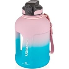 1700 ml Çift Renk Softtouch Motivasyon Su Matarası, Pipetli, Askılı ve Kulplu SM-3067-PEMBETURKUAZ