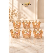 Chacha Home 6'lı Taç Model Cam Lokumluk Kahve Yanı Çikolatalık Ikramlık Sunumluk