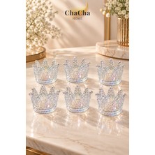 Chacha Home 6'lı Taç Model Cam Lokumluk Kahve Yanı Çikolatalık Ikramlık Sunumluk