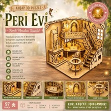 Algwooddesign Peri Evi Ahşap Maket; 97 Parça Dıy Minyatür Peri Evi Modeli, Peri LED Dahil, Mdf 3D Puzzle, Hobi ve Dekorasyon Seti, 12,6 x 12,6 x 13,5 cm
