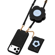 COGURE Hera iPhone 18 Pro Max / 17 Pro Max Uyumlu Çiçek Mini & Magsafe Cüzdan, Kılıf, Askı Siyah 4'lü Set