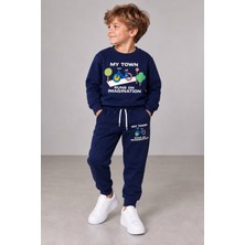 Yiğit Butik Erkek Çocuk Bisiklet Baskılı Sweatshirt Jogger Pantolon Alt Üst Takım