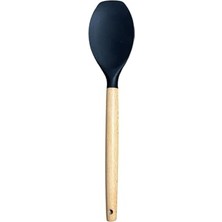 1 Adet Siyah Ahşap Saplı Silikon Düz Spatula
