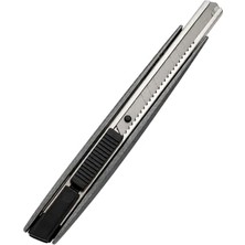 (1 Adet) Alüminyum Metal Gövdeli 9 mm Karbon Çelik Bıçaklı Pratik Mini Maket Bıçağı Ince Falçata