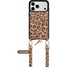 COGURE Hera iPhone 18 Pro / 17 Pro Uyumlu Magsafe Cüzdan, Crosbody Askı, Kılıf 3'lü Leopar Set