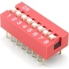 Alkatronik 8'li Dip Switch 8 Pin Kırmızı Anahtar Açık Kapalı Seçim Adres Ayar On Off