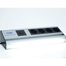 Mutfak Tezgah; Dolap Altı Veya Masa Üstü 32 cm Alttan LED Aydınlatmalı, Çocuk Korumalı 1,5 Metre Fişli Kablolu ve Anahtarlı 4'lü Şebeke Grup Priz.(Alüminyum Profil)