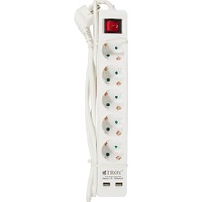 USB Girişli Beşli Grup Priz ve Uzatma Kablosu, T 24025