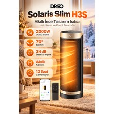 Dreo Solaris Slim H3S Akıllı Seramik Isıtıcı 2000W – 70° Salınım, Wi-Fi & Sesli Kontrol, Eco Mod, 12 Saat Zamanlayıcı, Sessiz Çalışma