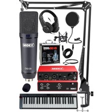 Midi Paket-6 Stüdyo Ekipmanları Seti, Ses Kartı, Midi Klavye, Mikrofon ve Kulaklık