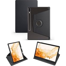 Samsung Galaxy Tab S9 Plus SM-X810 ile Uyumlu Döner Standlı, Kalemlikli Tam Koruma Kılıfı, Siyah
