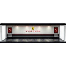 Toyblox Oyuncak Diecast Toyblox ''ferrari V2'' Diorama Garaj 1/64 Ölçek 8 Araçlık, LED Işıklı USB Kablolu Pleksi Kapaklı Dekoratif Vitrin