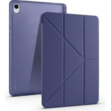 Galaxy Tab S11 ile Uyumlu Tri Folding Kalem Bölmeli Standlı Tablet Kılıfı, Lacivert