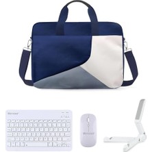 Apple iPad A16 11. Nesil (2025) Için Macbook Çantası+Türkçe Bluetooth Klavye+Mouse+Tablet Standı Beyaz AL5164