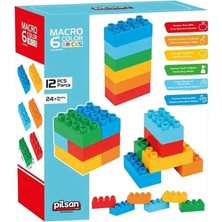 Pilsan Oyuncak Makro 6 Renkli Tuğla Bloklar 12 Parça