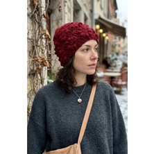 Emybox El Örgüsü Siyah Kadın Bere Tığ Işi Çiçek Motifli Bohem Kışlık Şapka - Vintage Stil Yumuşak Örgü Bere Modeli