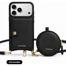 COGURE Hera iPhone 18 Pro / 17 Pro Uyumlu Mini ve MagSafe Cüzdan, Kılıf, Askı 4'lü Siyah Set