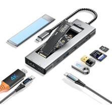 8-In-1 Usb-C Hub M.2 Nvme/sata SSD Muhafaza Disk Kutusu 10GBPS, 4K Hdmı, PD100W