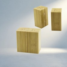 Aslanoğlu Store Mıknatıslı Ikiz Ahşap Bambu Baharatlık 2 Adet