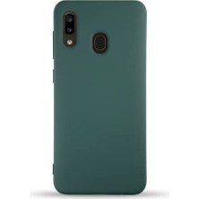 Samsung Galaxy A20 Uyumlu Yeşil Silikon Kılıf, Iç Kadife Kapak