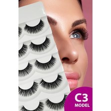 Doğal Görünümlü Ipek Bütün 5'li Takma Kirpik Seti, 5 Çift, Model C3