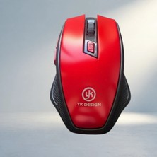 Aslanoğlu Store Ergonomik Sessiz Kablosuz Mouse USB Alıcılı Kırmızı Renkli