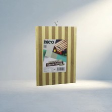 Aslanoğlu Store Şık Beyaz Çizgili Ahşap Bambu Kesim Panosu 20X30 cm Metal Kulplu