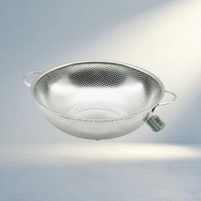 Aslanoğlu Store Şık Metal Kulplu Çelik Sepet Süzgeç 28 cm