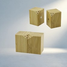 Aslanoğlu Store Mıknatıslı Ikiz Ahşap Bambu Baharatlık 2 Adet