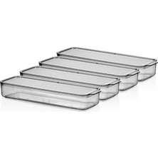 Şeffaf Füme Kapaklı Plastik Raf Organizer, 4 x 750 ml