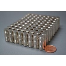 Dünya Magnet 50 Adet Çap 8 mm x Kalınlık 2 mm Güçlü Yuvarlak Neodyum Mıknatıs