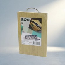 Aslanoğlu Store Lüks Ahşap Bambu Kesim Panosu 20X30 cm Metal Kulplu